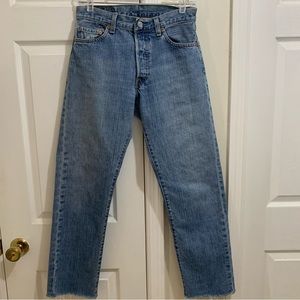 Levi’s 501’s (women’s or men’s) Button Fly, Raw Hem, Size 29/29